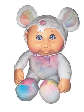 CPK Plush Baby Doll in Pastel Tie-Dye Mouse Outfit - White